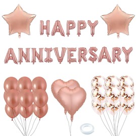 Simin 25 PCS Happy Anniversary Balloons - Happy Anniversary Banner for Anniversary Party Decorations,Happy Anniversary Decorations,Anniversary Decorations for Party (Rose Gold)