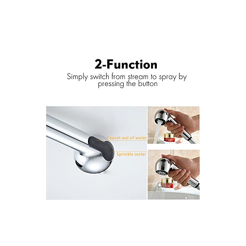 Kitchen Sink Pull Down Faucet Head Replacement 2-Functions Pull Out