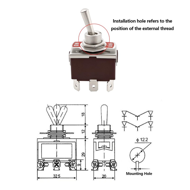 YINETTECH 2Pcs 6 Pin Toggle Switch 250 VAC 15A -