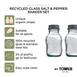 Tower NL847037 Natural Life Salt and Pepper Shaker Set Crafted with Recycled and Sustainable Materials