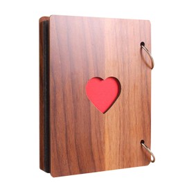 Scrapbook Album, Scrapbook Wooden Photo Album Guest Book DIY Memories Book with 30 Black Pages Present for Christmas Valentines Anniversary Mother's Day Birthday Gift