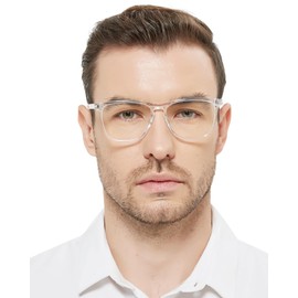 MARE AZZURO Large Reading Glasses 6.00+ Men Lightweight Readers 100 125 150 175 200 225 250 275 300 350 400 500 600 (Transparent, 6.0)
