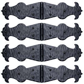 4 Pack 14.5 Inch Black Wrought Iron Hinges - Decorative Wrought Iron Door Hinges – Rustic Iron Hinges for Farmhouse Shutters, Chests, Barn Doors, Shutter and Gates – The Sierra Madre Series