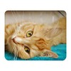 Fabulous Mauspad aus Kunstleder Red Tabby-Katze auf Blauem Tuch Lounging