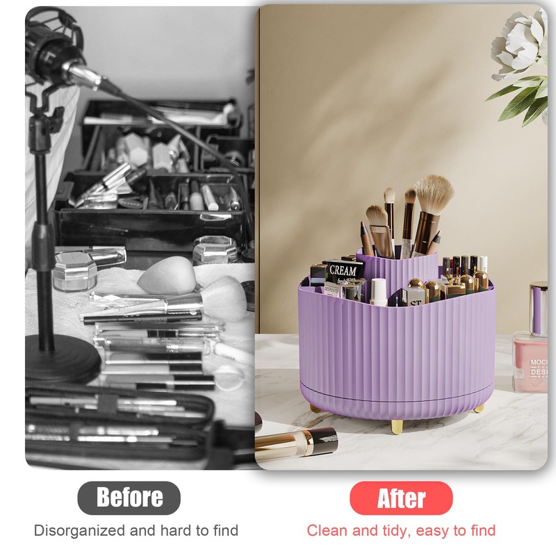 Veki 360°Rotating Makeup Brush Holder Organizer, Makeup Organiser for Dressing