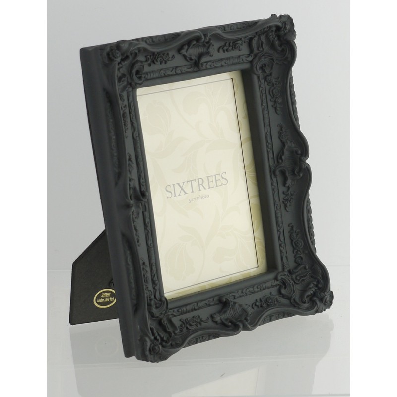 Shabby Chic Ornate Chelsea Swept Photoframe - Matt Black 5"