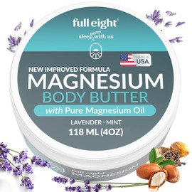 Full Eight Magnesium Body Butter with Pure Magnesium Oil – For Stiff Legs & Tight Muscles – Rub for Leg Cramps, Muscle Soreness, Improved Sleep, & Foot Revitalization – 4oz