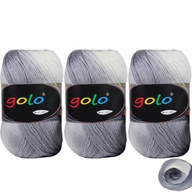 golo Wool Yarn for Knitting 100g X 3 Cachemire Multicolor Rainbow Yarn