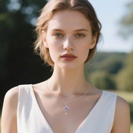 ONEFINITY Cross Necklace 925 Sterling Silver Butterfly Cross Pendant Religious Jewellery Gifts for Women