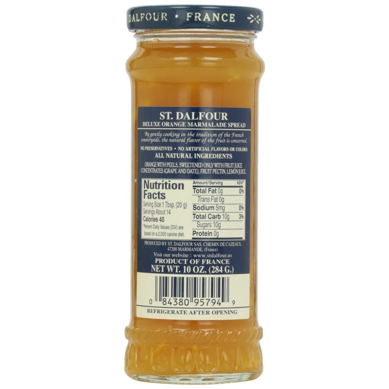 St. Dalfour Orange Marmalade Fruit Spread, 10 Ounce