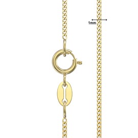 Aeon Jewellery Yellow Gold Necklace - 1mm 9 Carat Diamond Cut Curb Chain Necklace | 16", 18" & 20 Inch Chain | Polishing Cloth & Gift Box Included