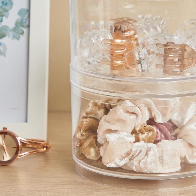 STORi Bella Stackable Clear Plastic Container (Set of 3) Round