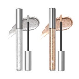 Hppsctink 2pcs Flüssiger Lippenstift, 2.4g Silber Weiß Lippenstift und 2.4g Hell Golden Lippenstifte, Antihaft-Lipgloss, Langanhaltende Farbe,Lipsticks