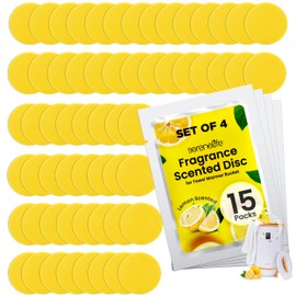 SereneLife 15pcs Lemon Scented Fragrance Discs - Long-Lasting Aroma for Towel Warmers & Air Freshener Holders - Easy Installation - Odor Elimination - 4 PACK, 60 Discs