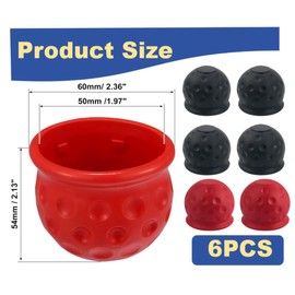 Hitopin Towing Hitch Cover, Towing Hitch Protective Cap, Towing Hitch Protective Cap, Towing Hitch Protective Cap, for Diameter 50 mm Ball Head Couplings, Trailer Car, Truck, RV (Black, Red)