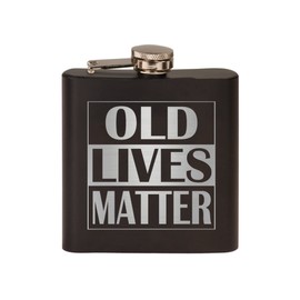 Rogue River Tactical Funny Old Lives Matter Retirement Gift Stainless Steel Hip Flask Premium Matte Black Makes a Great Gift For Him Dad Father Gag Joke Gift