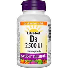 Webber Naturals Vitamin D3 2,500 IU Extra Strength, 180 Tablets, For Healthy Bones, Teeth, and Helps Prevent Vitamin D Deficiency