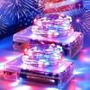 YAOZHOU Patriotic Red White and Blue Fairy String Lights Battery