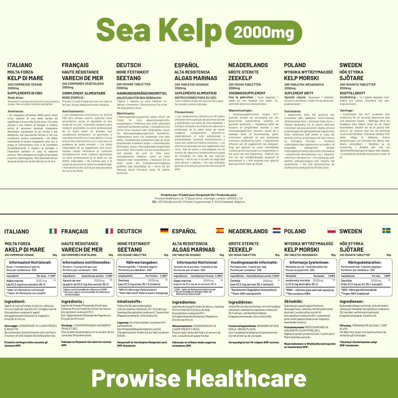 Sea Kelp 2000mg 200 Vegan Tablets | Natural Source of