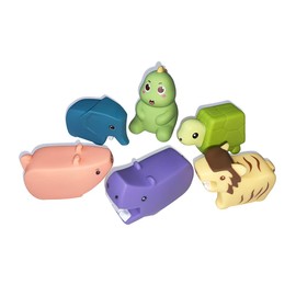 JAYSRIS Bath Animals Toy without Holes (6 Pieces), Bath Toy without Holes, Sealed Without Holes, Bathtub Learning Turtle, Hippo, Tiger, Elephant, Piglet Bath Toy