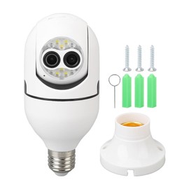 Dual Lens Camera 110 to 250V Sound and Light Alert Two Way Voice Intercom High Definition 2MP 360° Panoramic Monitoring for Home