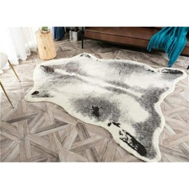 Faux Cow Print Rug Soft Animal Cow Area Rug Plush Shaggy Floor Carpet Non-Slip Mat for Home Office Living Room Bedroom 41.3x31.5in