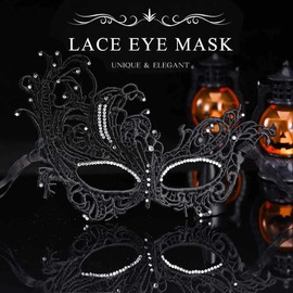 Tgirls Rhinestone Masquerade Mask Crystal Tassel Lace Mask Costume Party Eye Mask Sparkly Face Masks (Rhinestone)