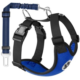 Lukovee Dog Seat Belt for Car, Adjustable Dog Car Harness for Large Medium Small Dogs, Soft Padded & Breathable Mesh Dog Seatbelt with Car Vehicle Connector Strap (Blue,X-Small)