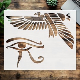 Stencil Egyptian Symbol Eagle Eye, Plastic Reusable, Reusable Plastic, 9 inchL x 7.5 inchW, for DIY Crafts and Home Decor