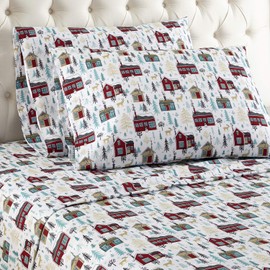 Shavel Home Products Micro Flannel Printed Sheet Set, Cabins