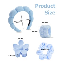 Spa-Stirnband zum Waschen des Gesichts, Armband-Set für Damen, Blasen-Hautpflege, Make-up, Schwamm, Frottee, gepolstert, geschwollenes Stirnband, Fliege, Haarband, niedlich, rutschfest, dick