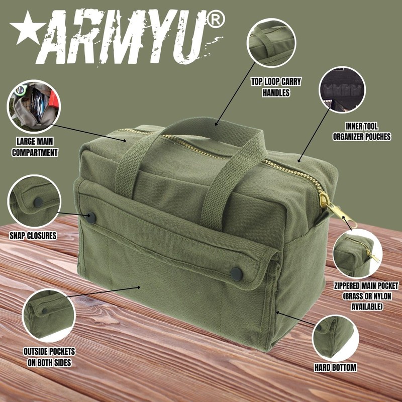 ARMYU Heavy Duty Small Tool Bag Tactical Cotton Canvas Mechanics