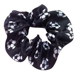 4 Pack Silky Smoothly Soccer Hair Scrunchies Sparkly Football Hair Ties Hair Eleastic Bands Scrunchy Hair Ties Ropes Ponytail Holders Wrist Bands for Girls Soccer Teams School,Dance,Games ,Tournaments and Party favor (Black)