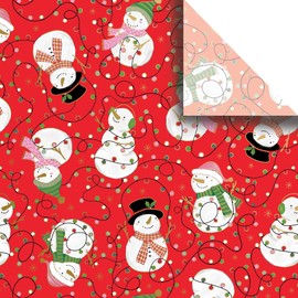 Printed Christmas Gift Tissue 20" x 30", Snowmen & Lights (48 Folded Sheets) Decorative Wrapping Tissue Paper for Holiday Gifts, Bags, Crafts