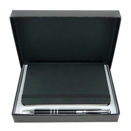 TigerTie - Writing set with retractable ballpoint pen and notebook in gift box. - Black - One size