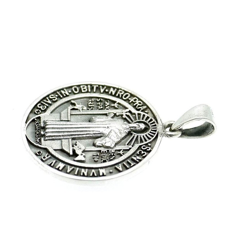 Silver One 925 Silver Saint Benedict Medal Pendant Top, Men’s