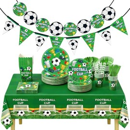 Juego de vajilla de 2026 Futbol Fiesta, Decoraciones de fiesta de fútbol, Placas de fútbol, mantel, servilletas, tazas, pancarta