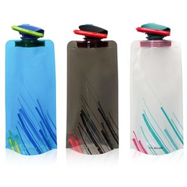Casoter 700ml Large Foldable Water Bottles, Portable, 3 Pack, BPA Free