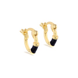 Tuscany Silver Women's Sterling Silver Yellow Gold Plated 10-15 mm Enamel Hoop Earrings, Silver