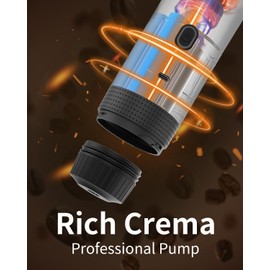 EVERANGE Portable Electric Espresso Machine, Travel Coffee Maker for Camping, Car, RV & Hiking, Self-Heating with Type-C, Compatible with Ground Coffee & NS Capsules, White