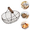 Angoily Pack of 3 Wire Egg Basket with Wooden Handle