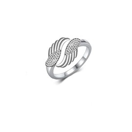 LEECCI Angel Ring 925 Sterling Silver Angel Wing Ring Feather Wing Open Band for Women Girlfriend Wife Mom