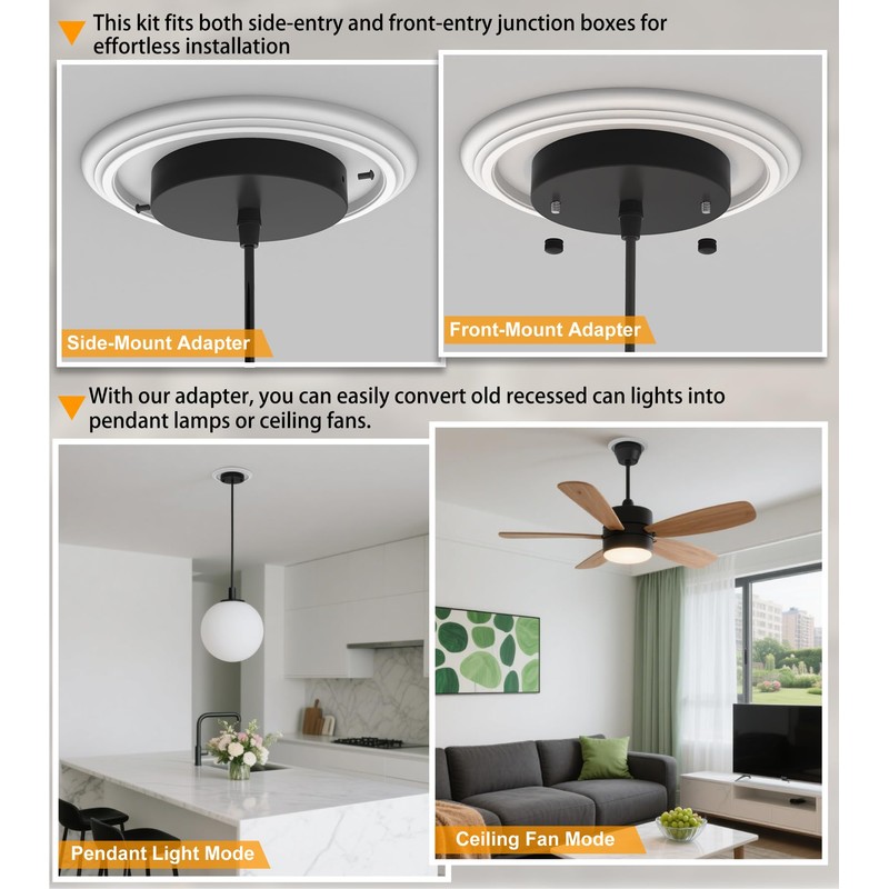 YIIZON Recessed to Pendant Light Converter Kit - 6 Inch