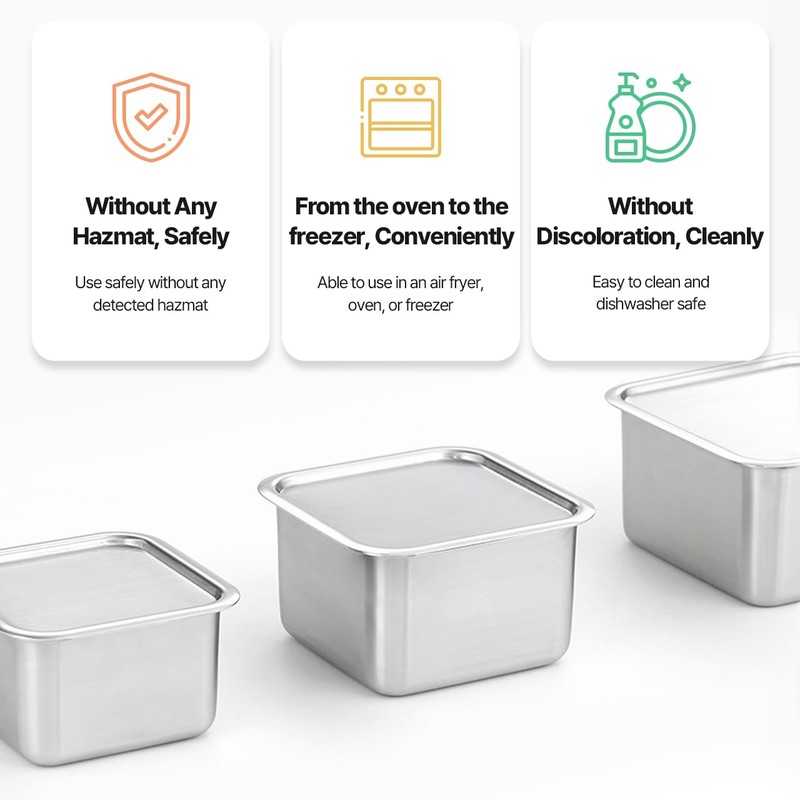 EVERSTEN CuBE High 3PCS Set Stainless Steel Food Storage Containers