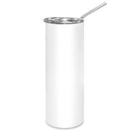 MR.R 20 oz Sublimation White Blank Tumbler Straight Tumbler Cups with Metal Straw, Stainless Steel Coffee Tumbler Bottle for Heat Transfer Printing