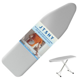 Jtshy Drawstring Ironing Board Cover 15x54 Inch, Extra Heavy Duty Thick Padding with Heat Reflective Non-Stick Coating, Scorch & Stain Resistant, Grey, Easy Snug Fit.