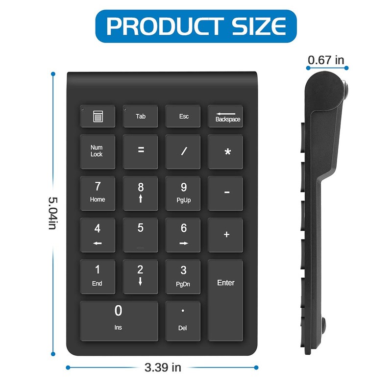 Foloda Wireless Number Pads, Numeric Keypad Numpad 22 Keys Portable