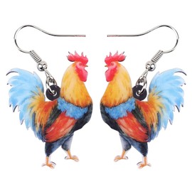 DOWAY Cute Chicken Hen Rooster Earrings Acrylic Dangle Jewellery for Women Girls Funny Party Gifts, Zinc, No Gemstone