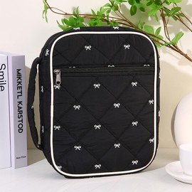 Large Bible Cover Case for Women, Journal Study Supplies Kit Bible Bags for Women, Quilted Carrying Book Covers Church Bag for Mens Included Bible Accessories-Black