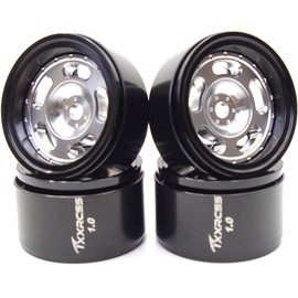 Txxrcss RC 1.0 Beadlock Wheels Offsets -2 Aluminum Rims for AX24 1/18 TRX4M All 1/24 Scale Axial SCX24 Deadbolt RC Crawler Car Wheels Upgrades 4Pc Silver & Black